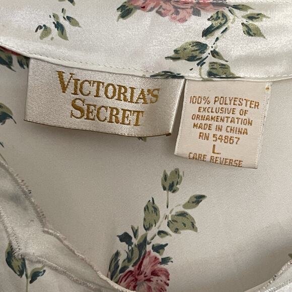 VTG Victorias Secret‎ Gold Label Floral Satin Slip Dress Size L Nightie Romantic - Picture 4 of 7